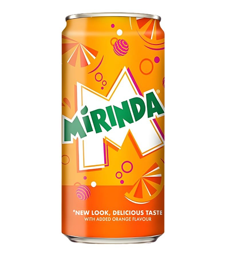 12 Mirinda Orange | 330ml – 355ml Cans | Refreshing Sparkling Fruit Drink