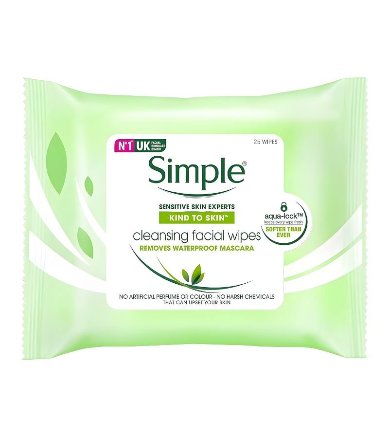 2 SIMPLE CLEANSING FACIAL WIPES – 25 PCS (GREEN) - Image 1